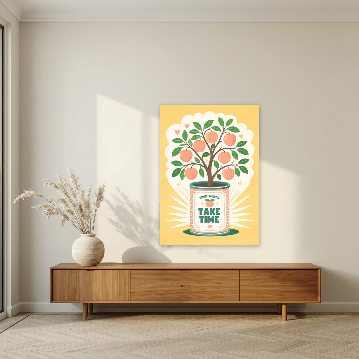 Peach Tree — Fruit Trees art print, unframed poster, styled in a living room