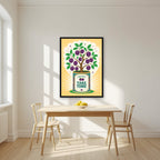 Plum Tree — Fruit Trees art print, in a black frame, styled in a kitchen