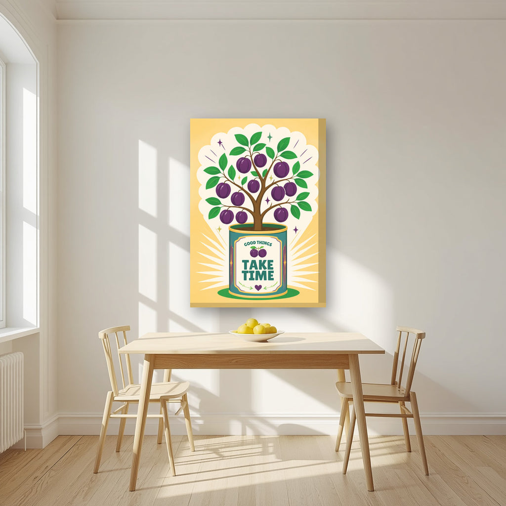 Plum Tree — Fruit Trees art print, on thick canvas, styled in a kitchen