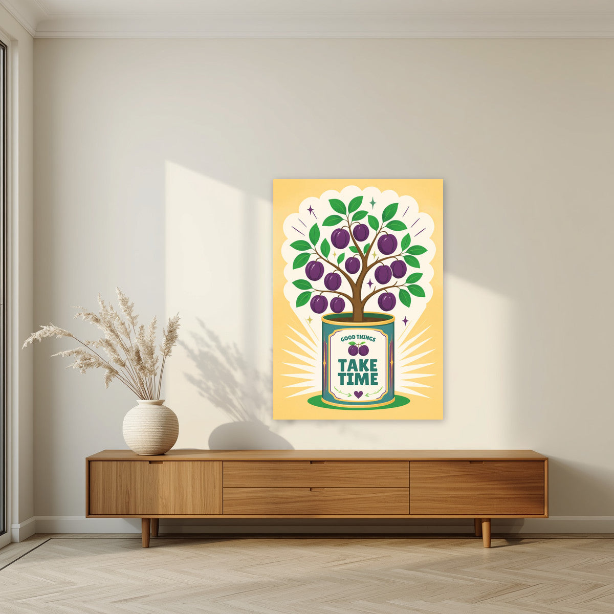 Plum Tree — Fruit Trees art print, unframed poster, styled in a living room