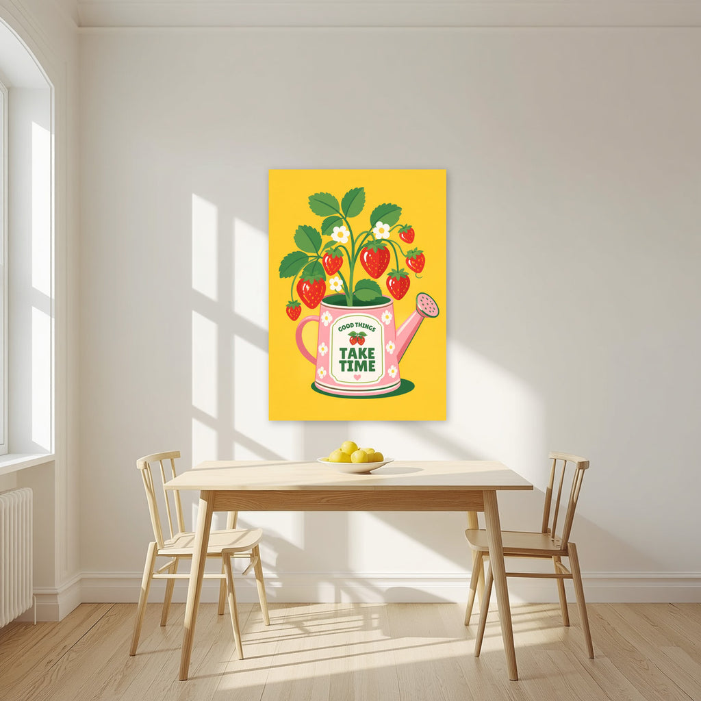 Strawberry — Fruit Trees art print, unframed poster, styled in a kitchen