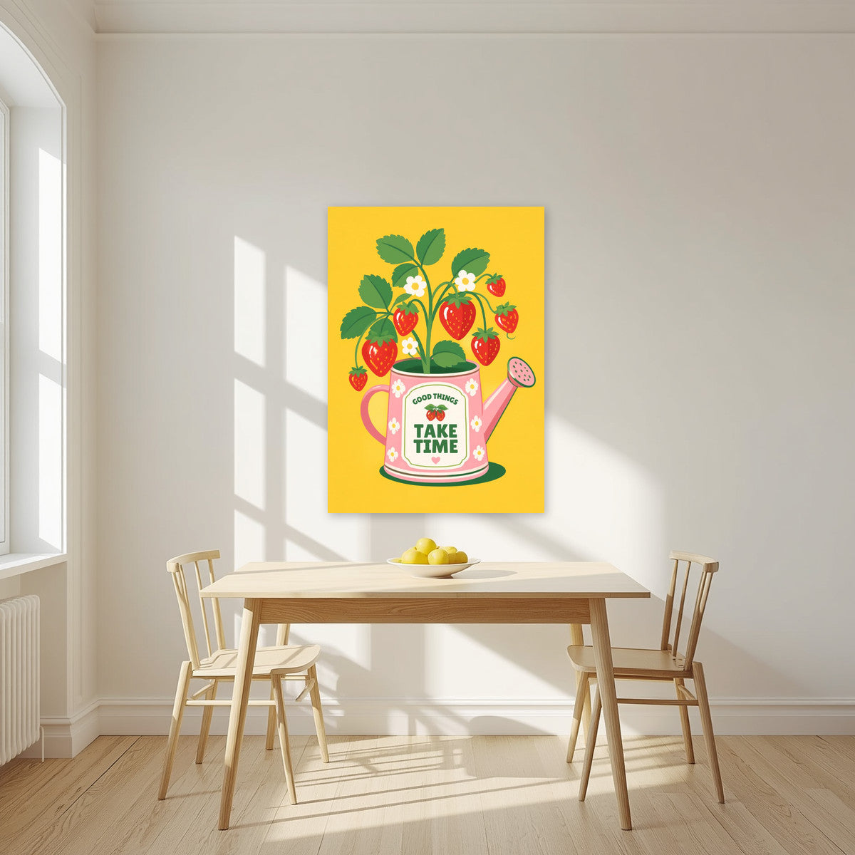 Strawberry — Fruit Trees art print, unframed poster, styled in a kitchen