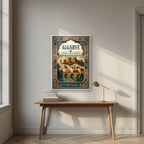 Al-Gharb — Algarve art print, in a white frame, styled in a desk