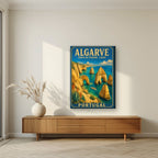 Ponta da Piedade — Algarve art print, on slim canvas, styled in a living room