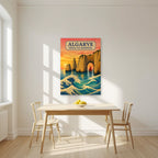 Praia da Marinha — Algarve art print, unframed poster, styled in a kitchen