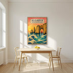 Praia da Marinha — Algarve art print, in an oak frame, styled in a kitchen