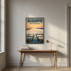 Ria Formosa — Algarve art print, unframed poster, styled in a desk