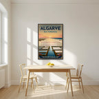 Ria Formosa — Algarve art print, unframed poster, styled in a kitchen