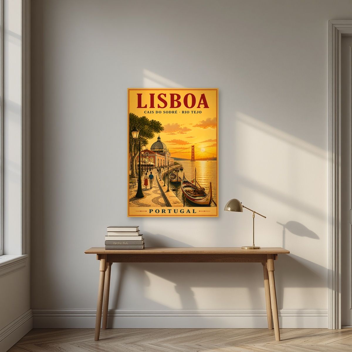 Cais do Sodre — Lisbon art print, unframed poster, styled in a desk