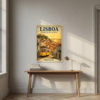 Electrico 28 — Lisbon art print, unframed poster, styled in a desk