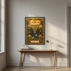 Era dos Descobrimentos — Lisbon art print, in a black frame, styled in a desk