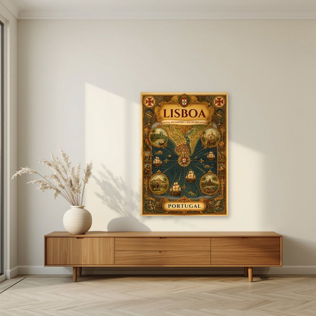 Era dos Descobrimentos — Lisbon art print, unframed poster, styled in a living room