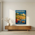Baia do Funchal — Madeira art print, on thick canvas, styled in a living room