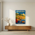 Baia do Funchal — Madeira art print, as an acrylic print, styled in a living room