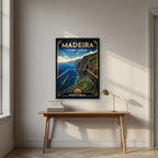 Cabo Girao — Madeira art print, in a black frame, styled in a desk