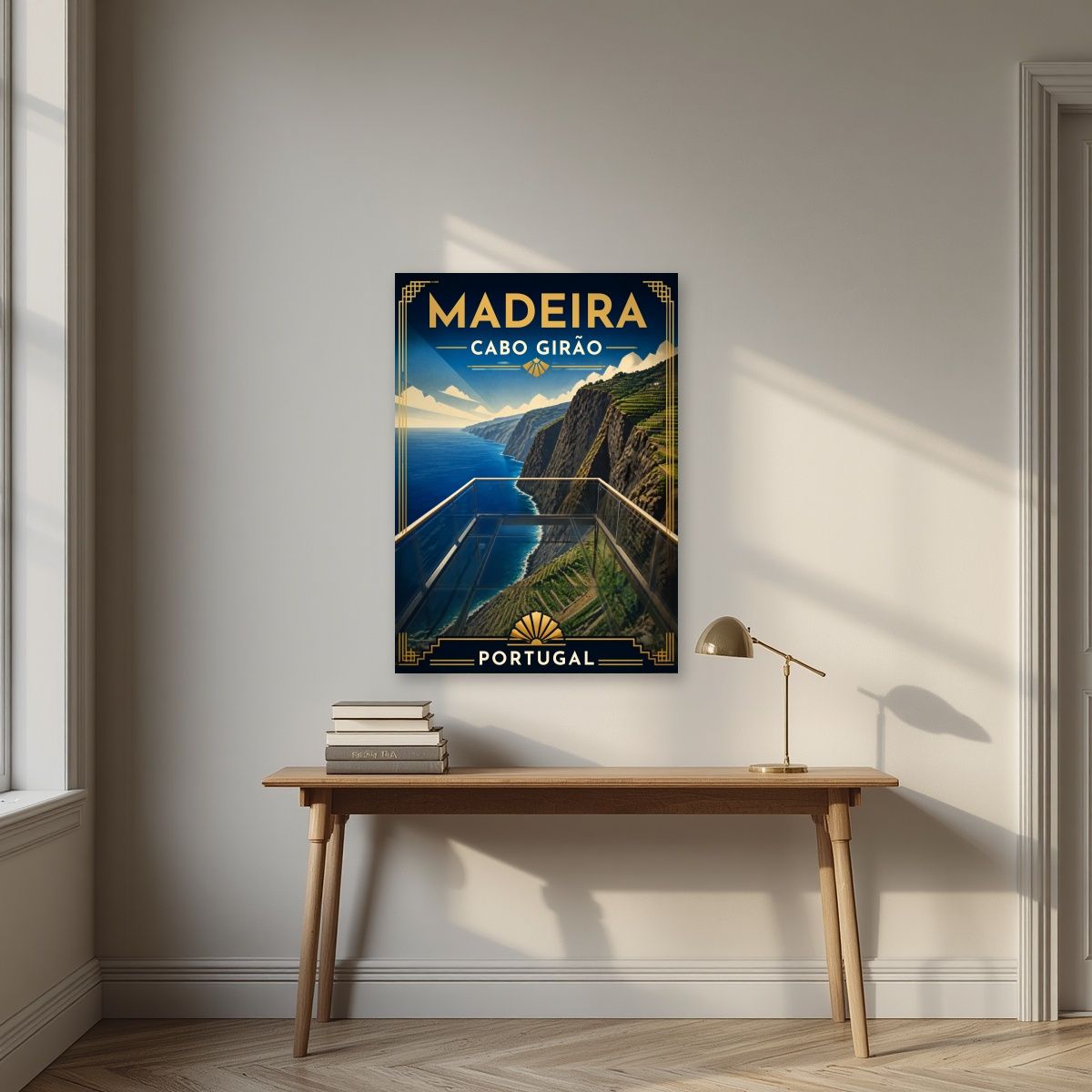 Cabo Girao — Madeira art print, unframed poster, styled in a desk