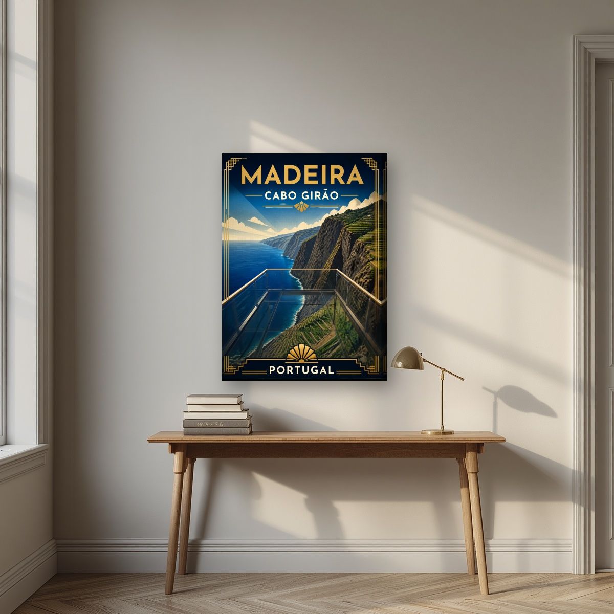 Cabo Girao — Madeira art print, on slim canvas, styled in a desk