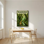 Levada Verde — Madeira art print, on slim canvas, styled in a kitchen