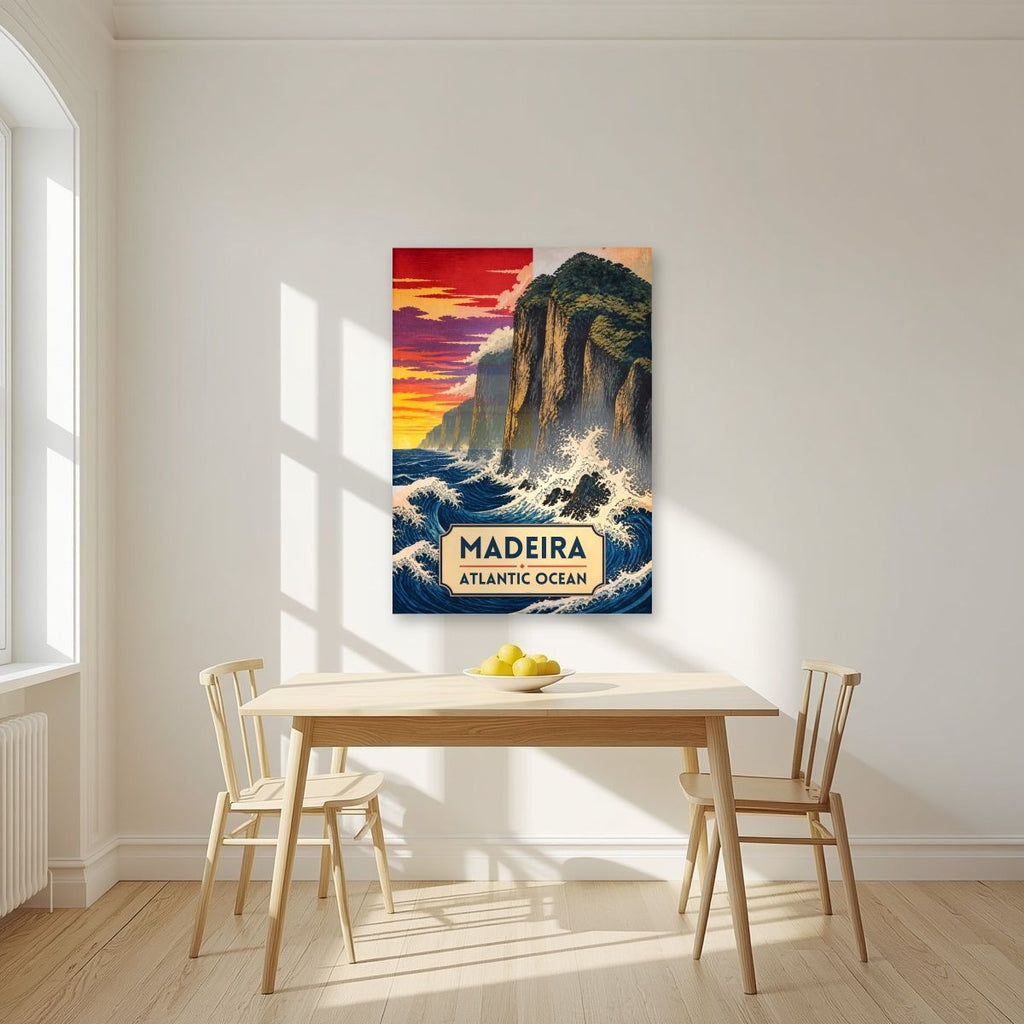 Mar Bravo — Madeira art print, unframed poster, styled in a kitchen