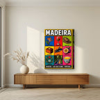 Nove Tesouros — Madeira art print, on thick canvas, styled in a living room