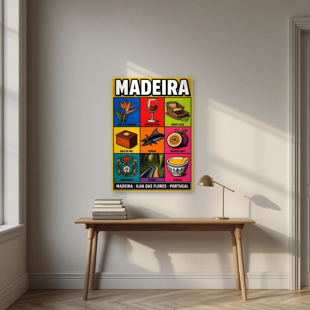 Nove Tesouros — Madeira art print, unframed poster, styled in a desk