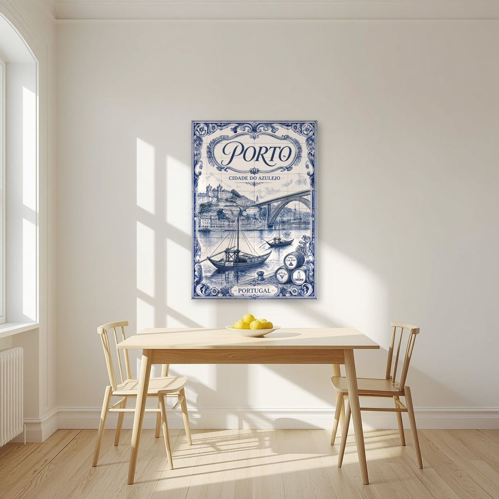 Azul e Branco — Porto art print, unframed poster, styled in a kitchen