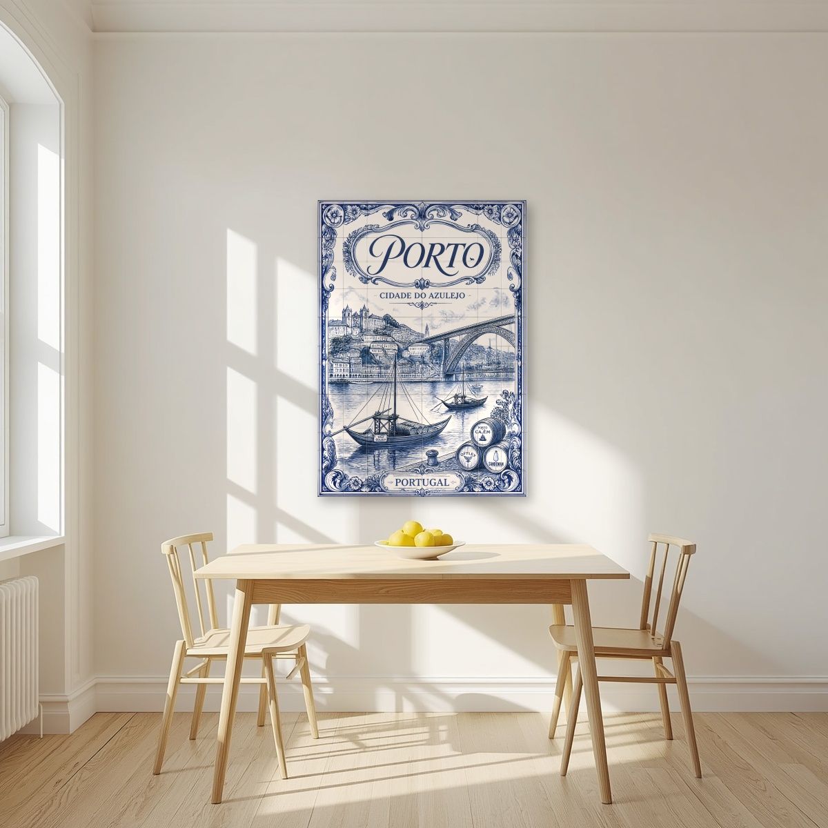 Azul e Branco — Porto art print, unframed poster, styled in a kitchen