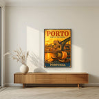 Barcos Rabelos — Porto art print, as an acrylic print, styled in a living room