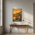 Barcos Rabelos — Porto art print, unframed poster, styled in a desk