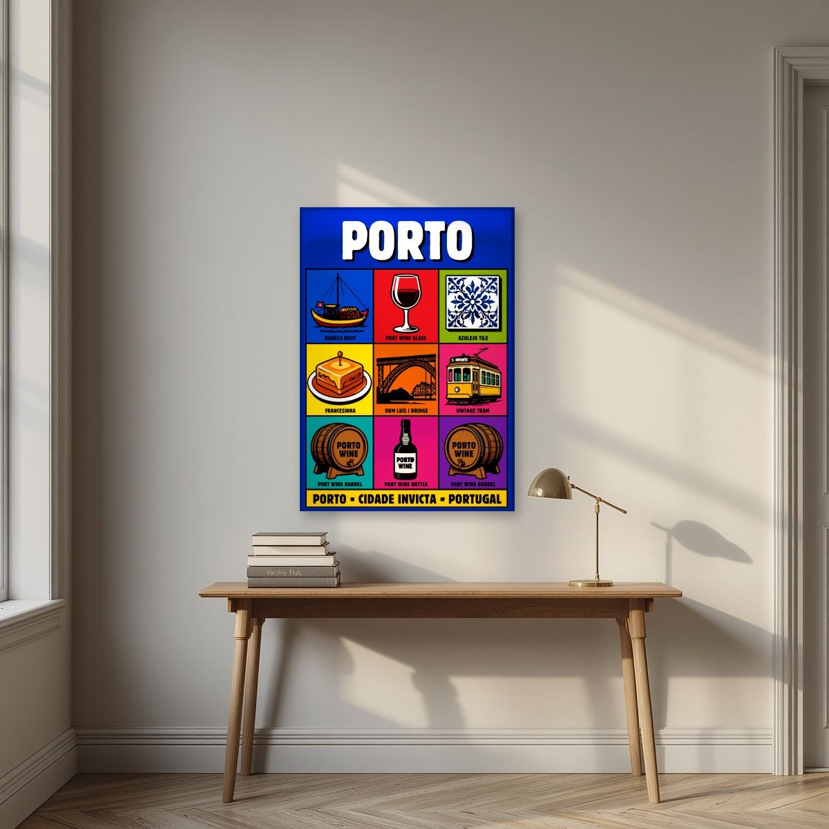 Cidade Invicta — Porto art print, unframed poster, styled in a desk