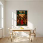 Escadaria Vermelha — Porto art print, unframed poster, styled in a kitchen