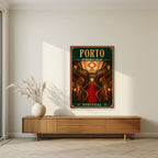 Escadaria Vermelha — Porto art print, unframed poster, styled in a living room