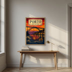 Por do Sol no Douro — Porto art print, in an oak frame, styled in a desk