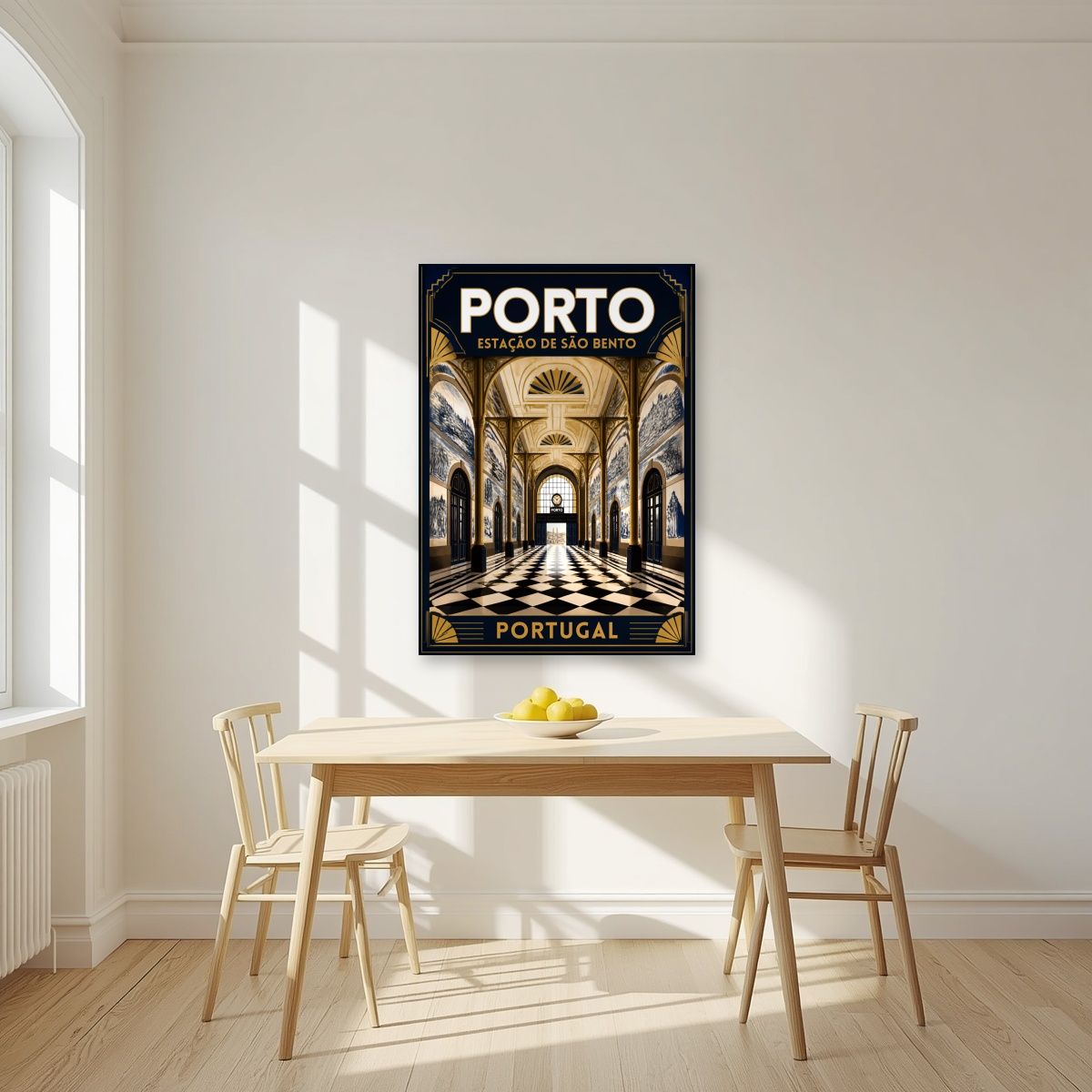 Salao de Sao Bento — Porto art print, unframed poster, styled in a kitchen