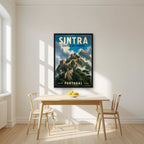 Castelo dos Mouros — Sintra art print, in a black frame, styled in a kitchen