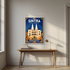 Chamines Reais — Sintra art print, in a white frame, styled in a desk