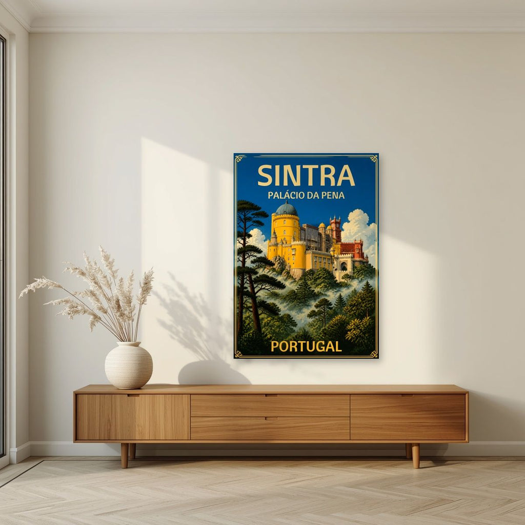 Palacio da Pena — Sintra art print, unframed poster, styled in a living room
