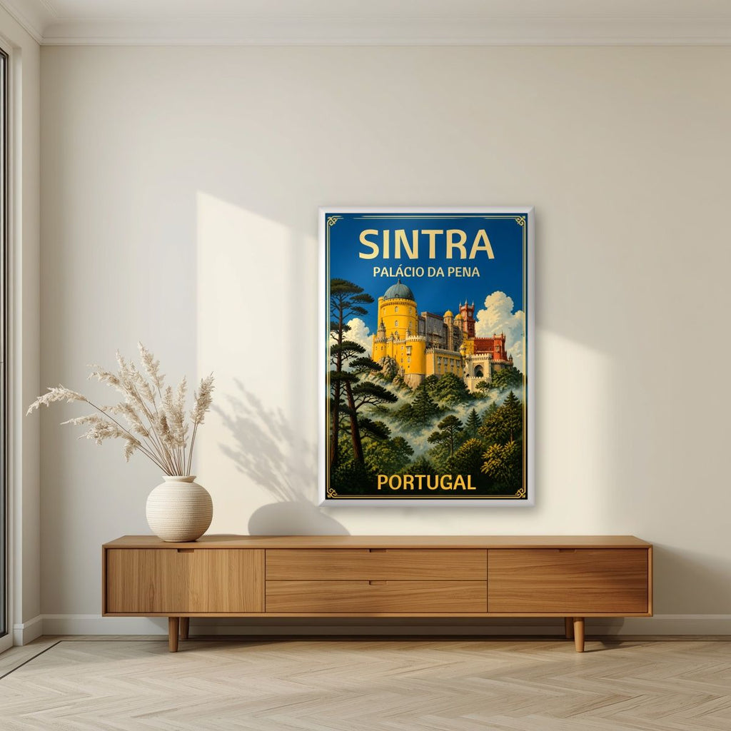 Palacio da Pena — Sintra art print, in a white frame, styled in a living room