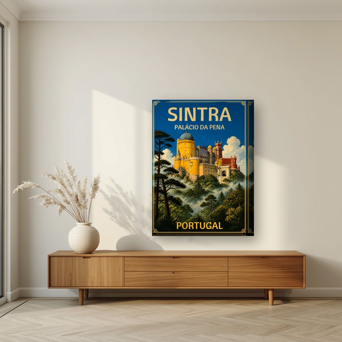 Palacio da Pena — Sintra art print, on thick canvas, styled in a living room