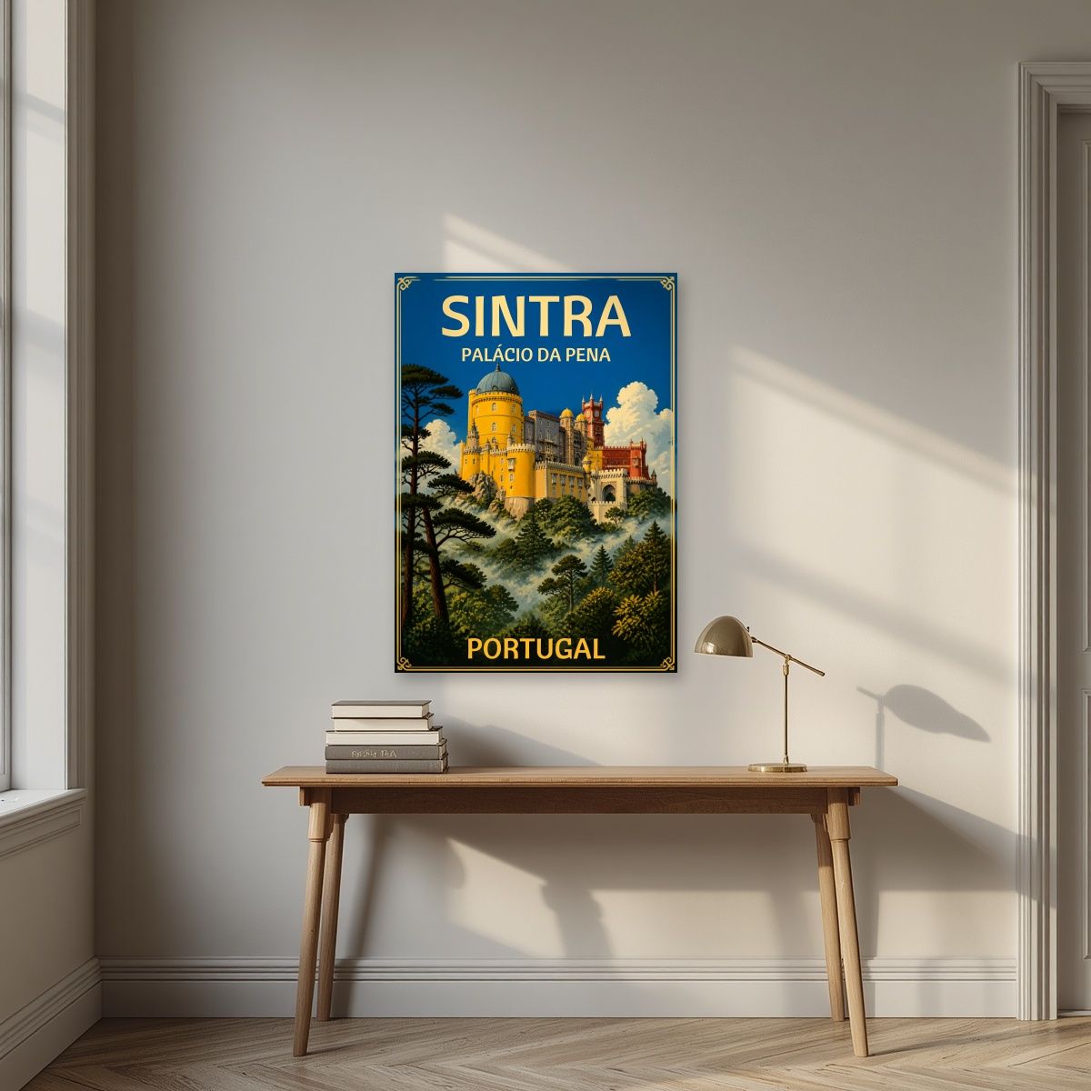 Palacio da Pena — Sintra art print, unframed poster, styled in a desk