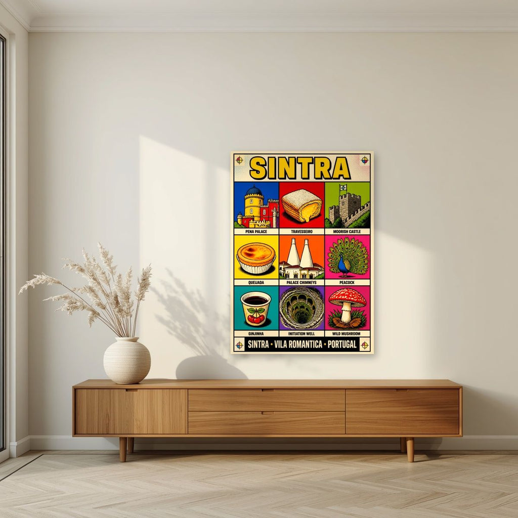 Vila Romantica — Sintra art print, unframed poster, styled in a living room
