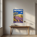 Champs de Lavande — Provence art print, unframed poster, styled in a desk