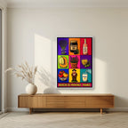 Marché de Provence — Provence art print, in a white frame, styled in a living room