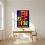 Marché de Provence — Provence art print, in a black frame, styled in a kitchen