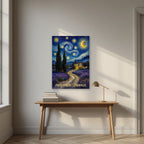 Nuit Étoilée — Provence art print, unframed poster, styled in a desk