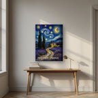Nuit Étoilée — Provence art print, on thick canvas, styled in a desk