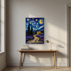 Nuit Étoilée — Provence art print, as an acrylic print, styled in a desk