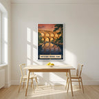 Pont du Gard — Provence art print, in a white frame, styled in a kitchen