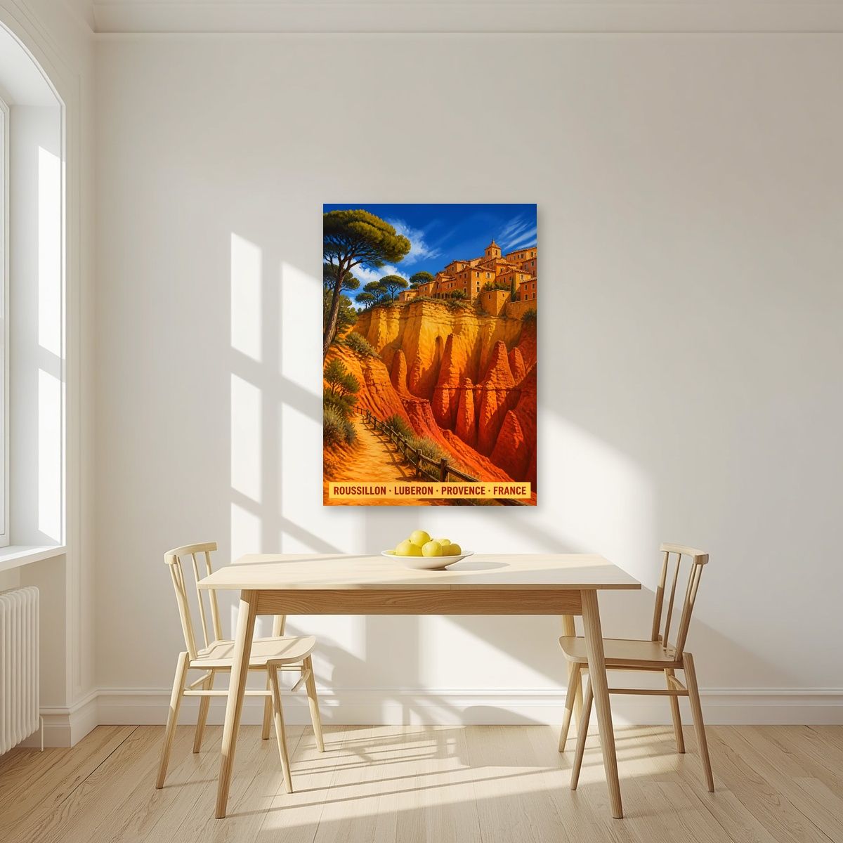 Roussillon — Provence art print, unframed poster, styled in a kitchen