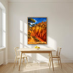 Roussillon — Provence art print, in an oak frame, styled in a kitchen